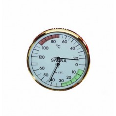 Thermomètre Hygromètre de sauna EOS rond fond blanc