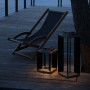 Lanterne solaire Teckinox en teck et alu noir ht 36,5cm Les Jardins