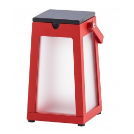 Lanterne solaire Tinka rouge en alu ht 25cm Les Jardins