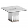 Table basse carrée lumineuse Teckalu alu blanc, HPL béton ciré, duratek TA04701