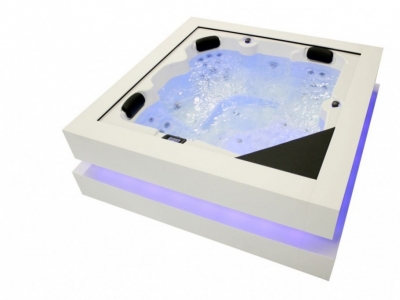 Spa Cube Ergo avec habillage blanc solid surface : modèle d'expo à prix spécial